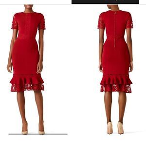 SACHIN & BABI EUC Red Lace Ruffle Hem Dress